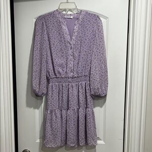 Lush Lavender Floral Long Sleeve Dress